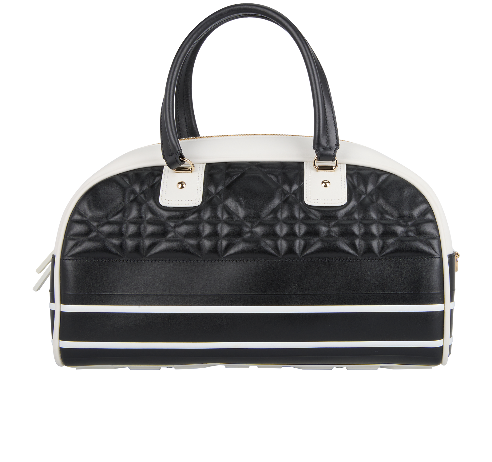 Medium Bowling Bag, &pound;750, Handbags, Black/White, Leather, Back view